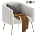 Gray Accent Chair with Navy Pillow Gray Throw Blanket and Metal Legs Three Colors Options