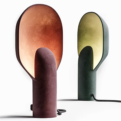 Two Modern Artistic Table Lamps With Warm And Cool Toned Curved Shades For Home Decor 3d model