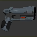 Futuristic Sci Fi Blaster Weapon with Blue Metallic Finish and Red 3d model