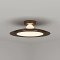 Minimalist Modern Round Ceiling Light With Brown Metal Frame And White Light 3d model