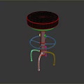 Modern Round Bar Stool With Black Upholstered Seat And Gold Metal Frame