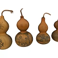 Decorative Gourd Ornament Set With Traditional Carved Patterns For Home