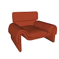 Modern Orange Velvet Single Sofa With Curved Armrests And Comfortable Backrest 3d model