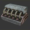 Heavy Duty Tire with Rusty Metal Casing Silver Pipes and Round Bolt Holes Design