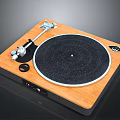 Wooden Home Turntable With Black Platter And Metal Tonearm Design