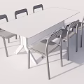 Modern Office Meeting Table With White Surface And Six Gray Chairs 3d model