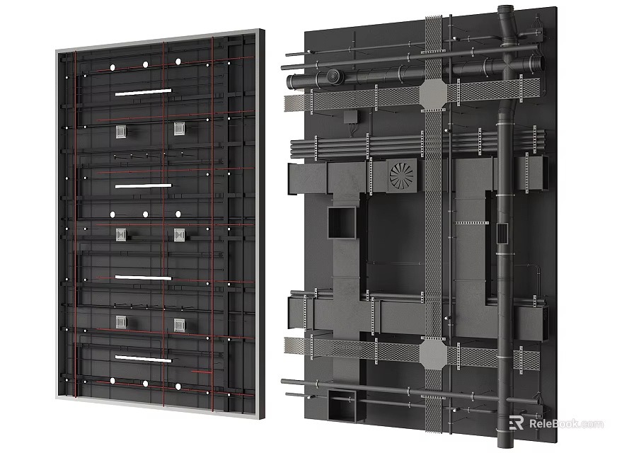 Industrial Pipe Structure With Mechanical Components Frame And Connection Design Elements 3d model