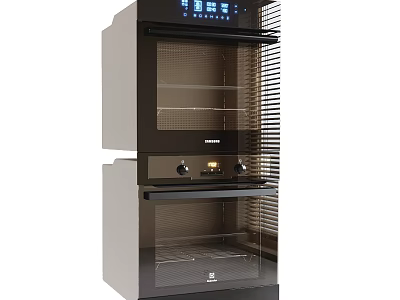 Modern Double Glass Door Kitchen Appliance with Stainless Steel Finish 3d model