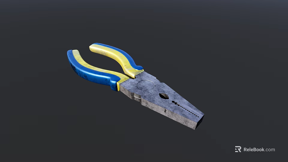Durable Hardware Tool Pliers With Blue And Yellow Handles And Metal Construction 3d model 