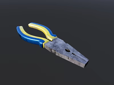 Durable Hardware Tool Pliers With Blue And Yellow Handles And Metal Construction 3d model