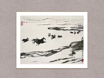 Decorative Painting Tongtian River Wu Zuoren Traditional Chinese Painting Wall Decorative Painting 3d model