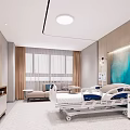 Hospital Outpatient Ward With Modern Design Wooden Walls TV Sofa Window And IV Stand