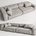 Modern double sofa multiplayer sofa 3d model