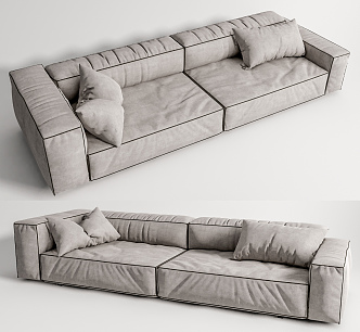 Modern double sofa multiplayer sofa 3d model