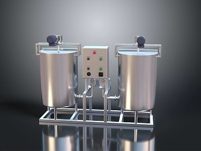 Stainless Steel Dual Tank Household Appliance With Control Panel And Stand 3d model