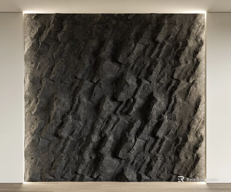 Dark Stone Texture Decorative Wall With Natural Cracks And Rough Surface 3d model