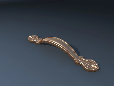 Golden Cabinet Handle With Ornate Decorative Curves And Elegant Craftsmanship For Furniture Doors And Drawers 3d model