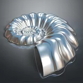 Shiny Silver Marine Ammonite Aquatic Animal With Spiral Shell Structure