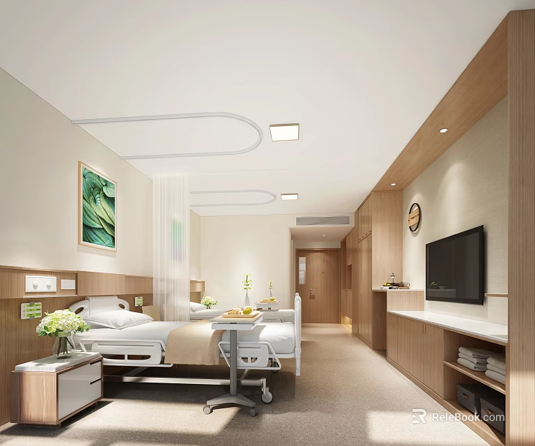 Hospital Outpatient Clinic Interior With Waiting Area Seats Reception Desk And Medical Equipment 3d model 