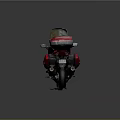 Sleek Red Cruiser Motorcycle With Windshield Black Seat And Rear Luggage Case