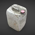 Industrial Plastic Container with Red Cap Handle and Worn Surface for Industrial Equipment Applications