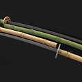 Traditional Japanese Katanas Samurai Weapons With Green And Beige Scabbards Sharp Blades And Decorative Tsuba