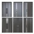 Various Modern Security Door Styles With Metal Panels And Secure Handles 3d model