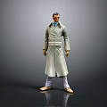 Game Movie Character In Long Diamond Pattern Coat Blue Shirt White Pants