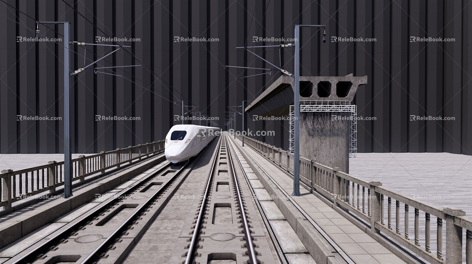 Modern high-speed rail transport 3d model