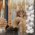 Modern Decorative Ornament Set With Ceramic Vases Rattan Lamp Dried Plants Clock And Wall Art