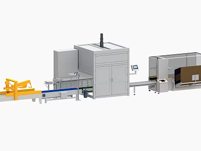 Industrial Equipment Production Line With Conveyor Belt And Automated Control Panel 3d model