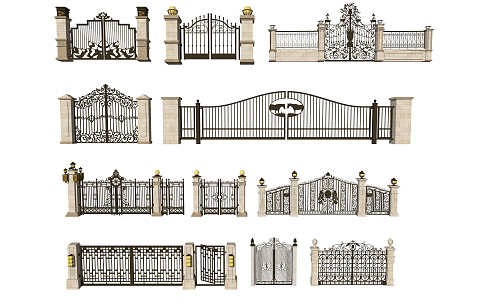 European gate wrought iron gate 3d model