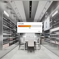 Modern Beauty Store Interior With Shelves Organized Products And Tables Chairs