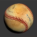 Autographed Baseball Sports Equipment With Red Stitching And Handwritten Signatures