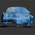 Car Covered With Blue Tarp Placed On Gray Platform Against Dark Background 3d model