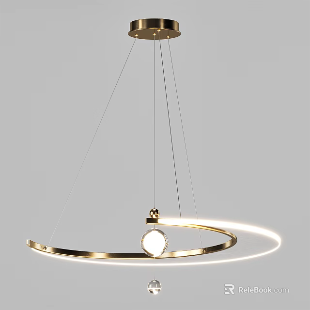 Modern Minimalist Chandelier With Circular Ring Design And Hanging Light Source 3d model