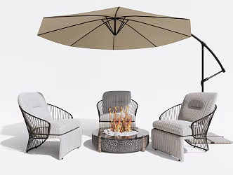 Modern Outdoor Sofa Outdoor Sofa Single Chair Courtyard Outdoor Chair Stove Wood Pile 3d model
