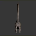3D Rendered Sauropod Dinosaur with Long Neck and Textured Skin Standing on Gray Background