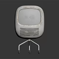 Vintage Retro Design White Television with Classic Metal Stand and Old Fashioned Style
