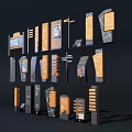 Wayfinding Signage Design With Various Directional Elements And Signpost Styles