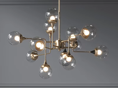 Modern Chandelier With Glass Globes And Metal Frame For Interior Design 3d model