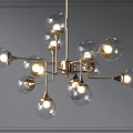 Modern Chandelier With Glass Globes And Metal Frame For Interior Design