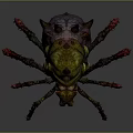 Sci Fi Fantasy Game Movie Character With Multiple Red Legs Green Purple Bumpy Body Texture