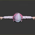 Cartoon Girl With Pink Hair Glasses Hoodie Vest Blue Jeans And Outstretched Arms