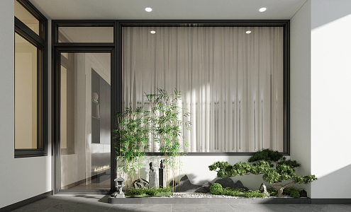 Modern landscape sketch balcony landscape 3d model