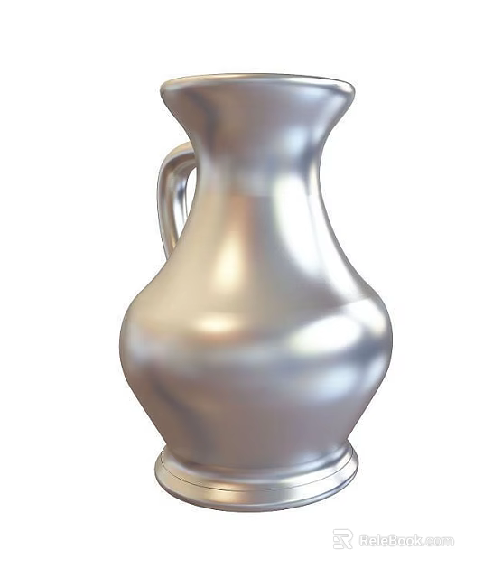 Modern Technology Exhibition Hall Featuring Shiny Silver Metallic Vase With Handle 3d model 