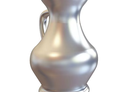 Modern Technology Exhibition Hall Featuring Shiny Silver Metallic Vase With Handle 3d model