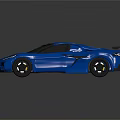 Blue Corvette Sports Car With Rear Spoiler And Black Performance Wheels