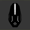 Black Gaming Mouse With Carbon Fiber Texture And Illuminated White Logo