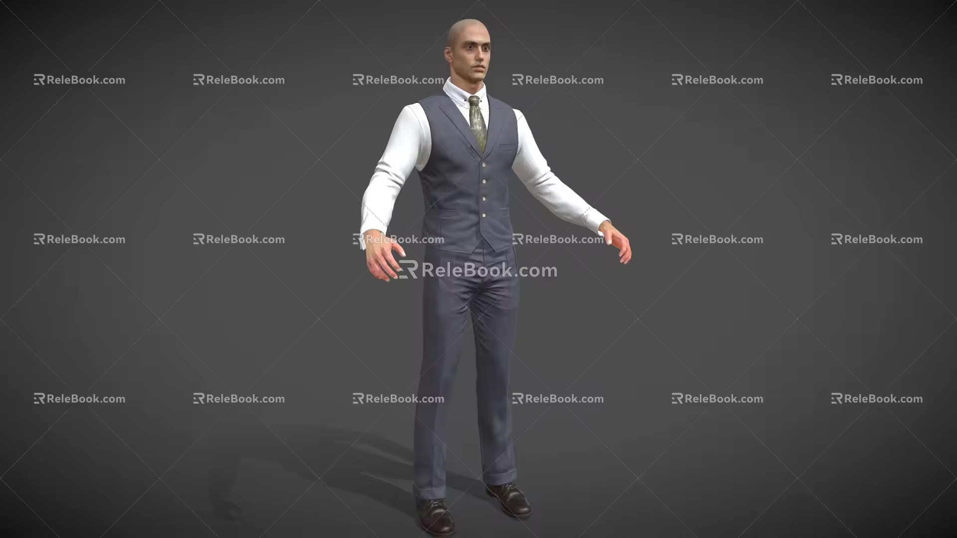 Modern Man Glyph Wearing Overalls Businessman Game Asset 3d model